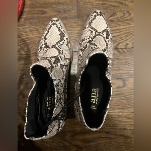 Snake print booties